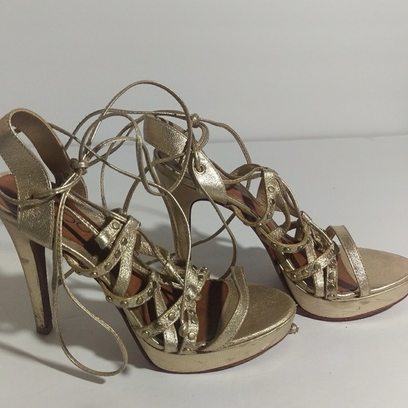 Aldo Shoes - Aldo Gold Lace Up Sandals with Gold Studs